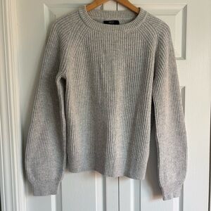 Able Gray Ribbed Knit Sweater